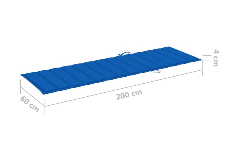 Solsängsdyna kungsblå 200x60x3 cm tyg - Blå - Dyna solsäng