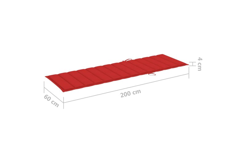 Solsängsdyna röd 200x60x3 cm tyg - Röd - Utemöbler - Dynor - Dyna solsäng