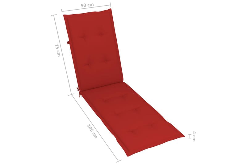 Solsängsdyna röd (75+105)x50x3 cm - Röd - Utemöbler - Dynor - Dyna solsäng