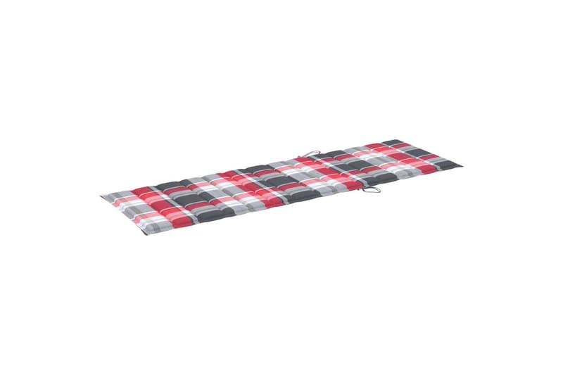 Solsängsdyna rött rutmönster 200x60x3 cm tyg - Flerfärgad - Utemöbler - Dynor - Dyna solsäng