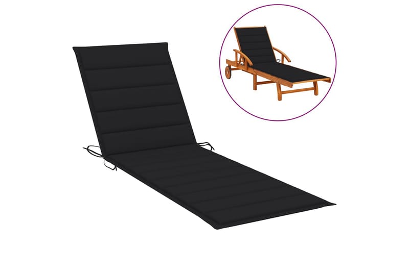 Solsängsdyna svart 200x50x3 cm tyg - Svart - Utemöbler - Dynor - Dyna solsäng