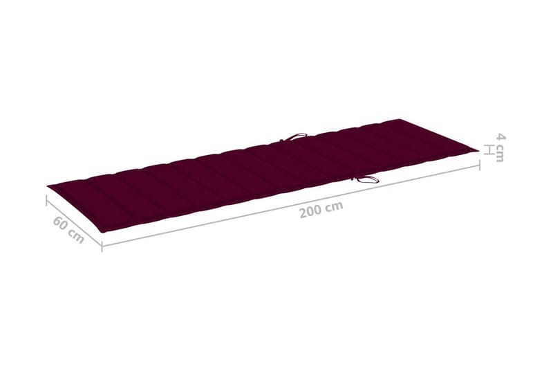 Solsängsdyna vinröd 200x60x3 cm tyg - Röd - Utemöbler - Dynor - Dyna solsäng