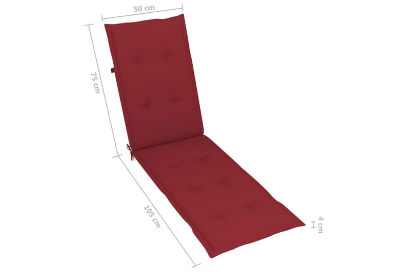 Solsängsdyna vinröd (75+105)x50x3 cm - Röd - Utemöbler - Dynor - Dyna solsäng