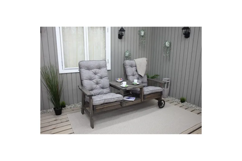 Stolskudde med ryggstöd Malmö Maxi Hög Rygg - Grå - Utemöbler - Dynor - Positionsdynor