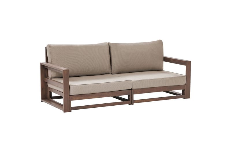 2-sitssoffa Timor Mörkt trä/grått/beige, Ja - Mörkt trä/grått/beige, Ja - Utemöbler - Loungemöbler - Loungesoffa