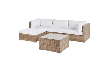 3-sits Loungegrupp Sano Vänstervänd - Natur/vit - Utemöbler - Loungemöbler - Soffgrupp utomhus