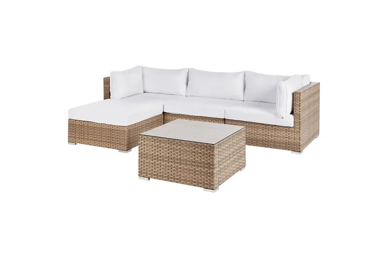 3-sits Loungegrupp Sano Vänstervänd - Natur/vit - Utemöbler - Loungemöbler - Soffgrupp utomhus