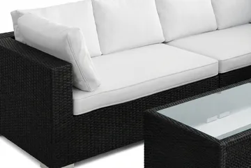 Bahamas L-formad utesoffa höger, 6-sits med bord och hylla - Svart - Utemöbler - Loungemöbler - Soffgrupp utomhus