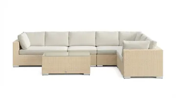 Bahamas L-formad utesoffa höger, 7-sits med bord - Beige - Utemöbler - Loungemöbler - Soffgrupp utomhus