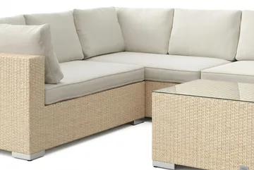 Bahamas L-formad utesoffa höger, 7-sits med bord - Beige - Utemöbler - Loungemöbler - Soffgrupp utomhus
