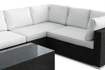 Bahamas L-formad utesoffa höger, 7-sits med bord - Svart - Utemöbler - Loungemöbler - Soffgrupp utomhus