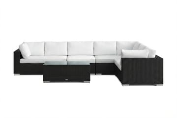 Bahamas L-formad utesoffa höger, 7-sits med bord - Svart - Utemöbler - Loungemöbler - Soffgrupp utomhus
