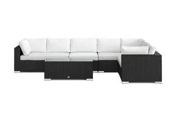 Bahamas L-formad utesoffa höger, 7-sits med bord - Svart - Utemöbler - Loungemöbler - Soffgrupp utomhus