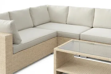 Bahamas L-formad utesoffa vänster, 7-sits med bord och hylla - Beige - Utemöbler - Loungemöbler - Soffgrupp utomhus