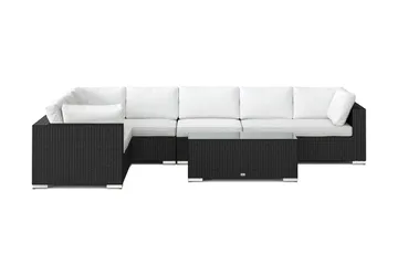 Bahamas L-formad utesoffa vänster, 7-sits med bord - Svart - Utemöbler - Loungemöbler - Soffgrupp utomhus