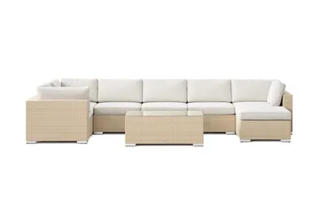 Bahamas U-formad utomhus loungegrupp 7-sits med vändbar divan och bord - Beige - Utemöbler - Loungemöbler - Soffgrupp utomhus
