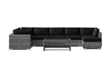 Bahamas U-formad utomhus loungegrupp 7-sits med vändbar divan och bord med hylla - Grå - Utemöbler - Loungemöbler - Soffgrupp utomhus