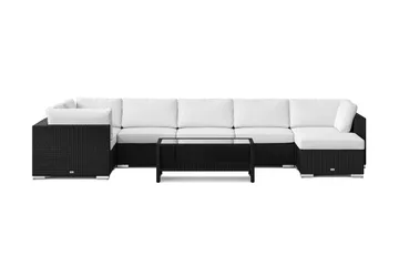 Bahamas U-formad utomhus loungegrupp 7-sits med vändbar divan och bord med hylla - Svart - Utemöbler - Loungemöbler - Soffgrupp utomhus