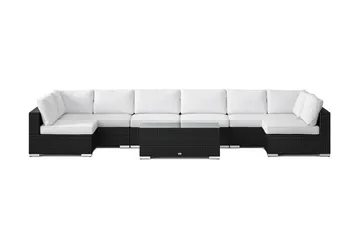 Bahamas U-formad utomhus loungegrupp med öppet avslut, 8-sits med bord - Svart - Utemöbler - Loungemöbler - Soffgrupp utomhus
