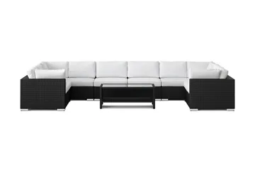 Bahamas U-formad utomhus loungegrupp med stängt avslut, 10-sits med bord och hylla - Svart - Utemöbler - Loungemöbler - Soffgrupp utomhus