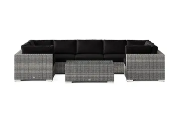 Bahamas U-formad utomhus loungegrupp med stängt avslut, 7-sits med bord - Grå - Utemöbler - Loungemöbler - Soffgrupp utomhus
