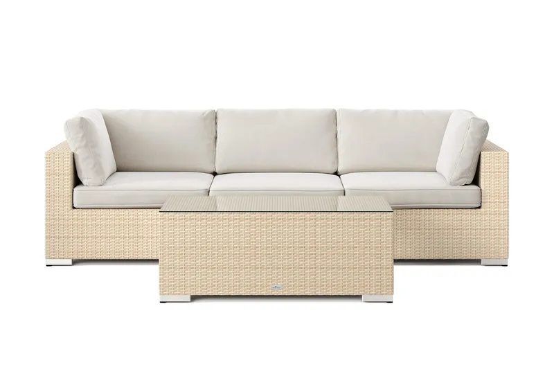 Bahamas utesoffa 3-sits med bord - Beige - Utemöbler - Loungemöbler - Soffgrupp utomhus