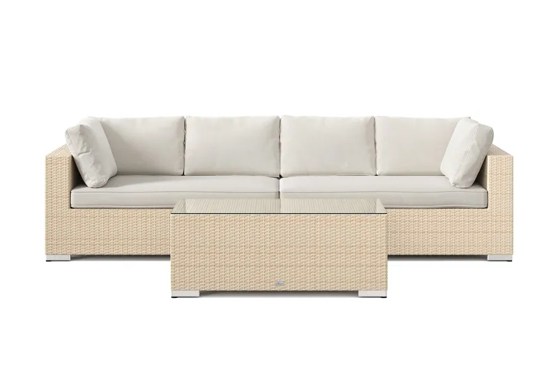 Bahamas utesoffa 4-sits med bord - Beige - Utemöbler - Loungemöbler - Soffgrupp utomhus
