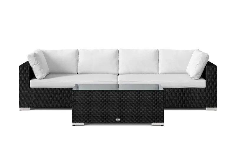 Bahamas utesoffa 4-sits med bord - Svart - Utemöbler - Loungemöbler - Soffgrupp utomhus