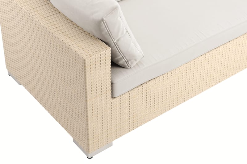 Bahamas utesoffa 6-sits vändbar schäslong med avslut och bord - Beige - Utemöbler - Loungemöbler - Soffgrupp utomhus