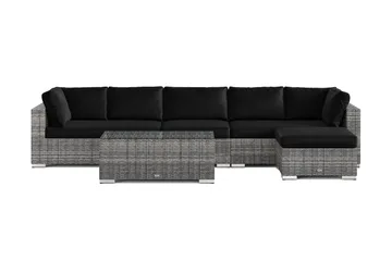 Bahamas utomhus divansoffa 6-sits med vändbar divan och bord - Grå - Utemöbler - Loungemöbler - Soffgrupp utomhus