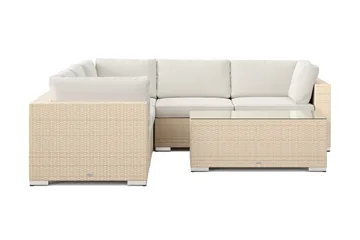 Bahamas utomhus hörnsoffa 5-sits vändbar med bord - Beige - Utemöbler - Loungemöbler - Soffgrupp utomhus