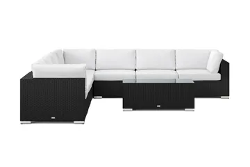 Bahamas utomhus hörnsoffa 7-sits vändbar med bord - Svart - Utemöbler - Loungemöbler - Soffgrupp utomhus