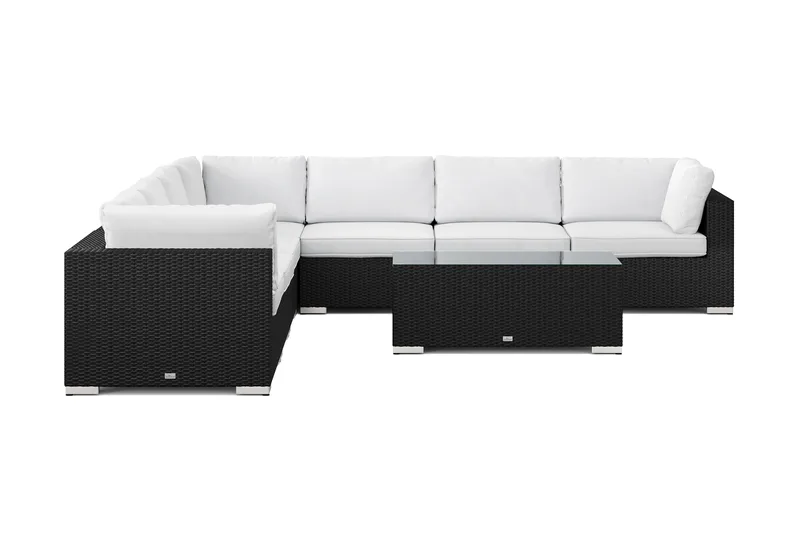 Bahamas utomhus hörnsoffa 7-sits vändbar med bord - Svart - Utemöbler - Loungemöbler - Soffgrupp utomhus