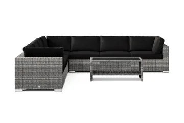 Bahamas utomhus hörnsoffa 7-sits vändbar och bord med hylla - Grå - Utemöbler - Loungemöbler - Soffgrupp utomhus