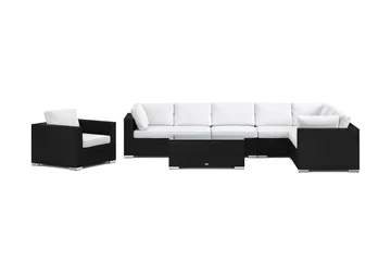Bahamas utomhus L-soffa höger 8-sits med fåtölj och bord - Svart - Utemöbler - Loungemöbler - Soffgrupp utomhus