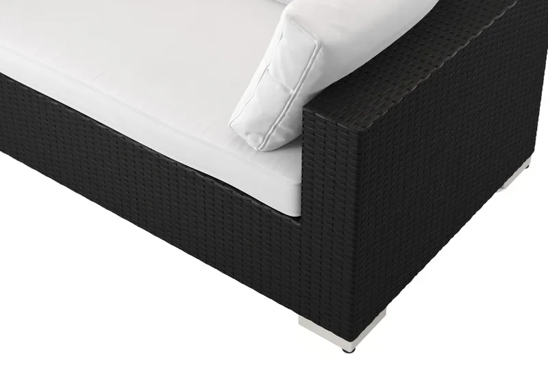 Bahamas utomhus L-soffa vänster 7-sits med fåtölj och bord med hylla - Svart - Utemöbler - Loungemöbler - Soffgrupp utomhus