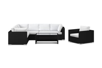 Bahamas utomhus L-soffa vänster 7-sits med fåtölj och bord med hylla - Svart - Utemöbler - Loungemöbler - Soffgrupp utomhus