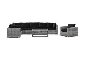 Bahamas utomhus L-soffa vänster 8-sits med fåtölj och bord med hylla - Grå - Utemöbler - Loungemöbler - Soffgrupp utomhus