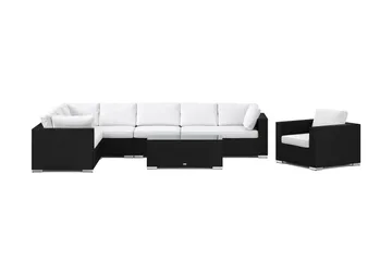 Bahamas utomhus L-soffa vänster 8-sits med fåtölj och bord - Svart - Utemöbler - Loungemöbler - Soffgrupp utomhus
