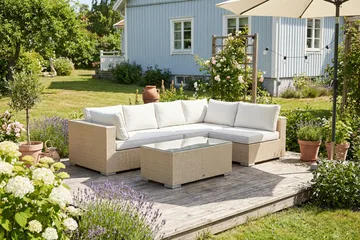 Bahamas utomhus loungegrupp 5-sits med vändbar schäslong och bord - Beige - Utemöbler - Loungemöbler - Soffgrupp utomhus