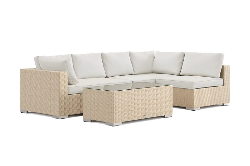 Bahamas utomhus loungegrupp 5-sits med vändbar schäslong och bord - Beige - Utemöbler - Loungemöbler - Soffgrupp utomhus