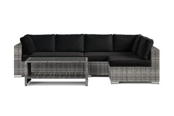 Bahamas utomhus loungegrupp 5-sits med vändbar schäslong och bord med hylla - Grå - Utemöbler - Loungemöbler - Soffgrupp utomhus