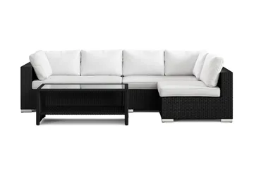 Bahamas utomhus loungegrupp 5-sits med vändbar schäslong och bord med hylla - Svart - Utemöbler - Loungemöbler - Soffgrupp utomhus