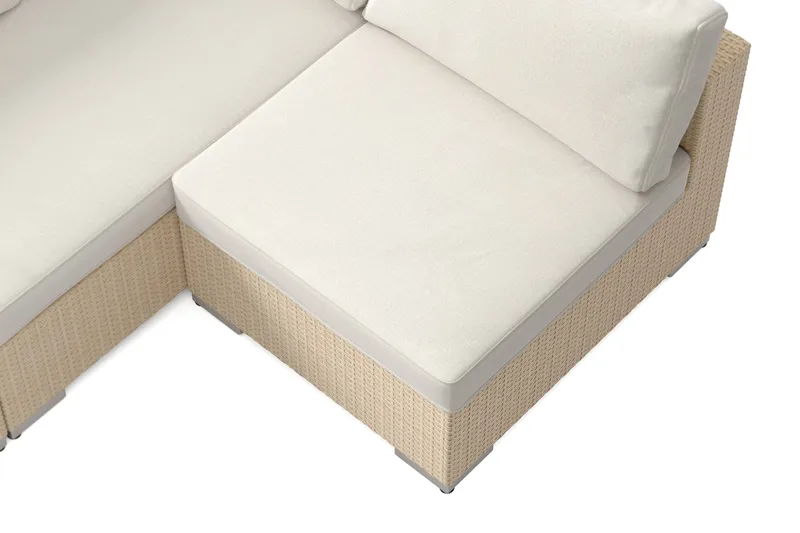 Bahamas utomhus loungegrupp 6-sits med vändbar schäslong och bord med hylla - Beige - Utemöbler - Loungemöbler - Soffgrupp utomhus