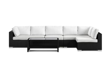 Bahamas utomhus loungegrupp 6-sits med vändbar schäslong och bord med hylla - Svart - Utemöbler - Loungemöbler - Soffgrupp utomhus