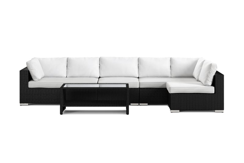 Bahamas utomhus loungegrupp 6-sits med vändbar schäslong och bord med hylla - Svart - Utemöbler - Loungemöbler - Soffgrupp utomhus