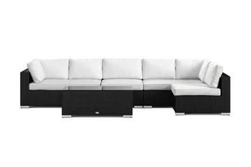 Bahamas utomhus loungegrupp 6-sits med vändbar schäslong och bord - Svart - Utemöbler - Loungemöbler - Soffgrupp utomhus