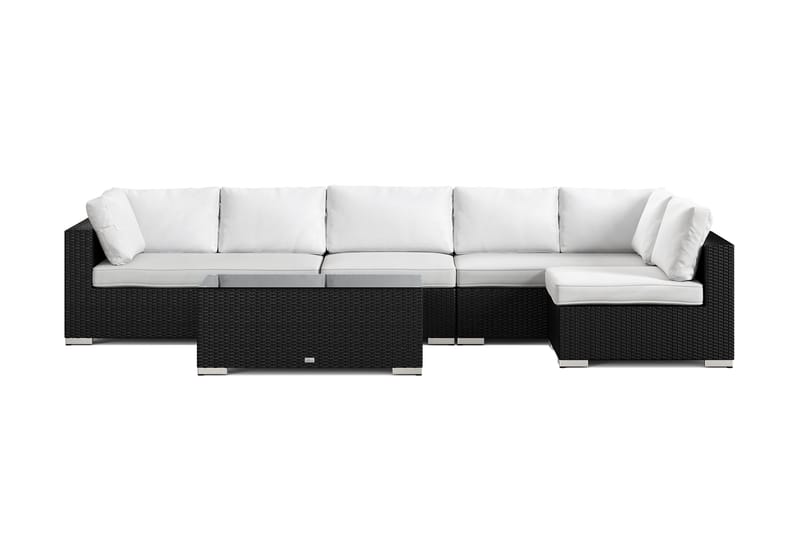 Bahamas utomhus loungegrupp 6-sits med vändbar schäslong och bord - Svart - Utemöbler - Loungemöbler - Soffgrupp utomhus