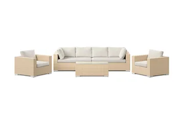 Bahamas utomhus soffgrupp 6-sits med två fåtöljer och bord - Beige - Utemöbler - Loungemöbler - Soffgrupp utomhus