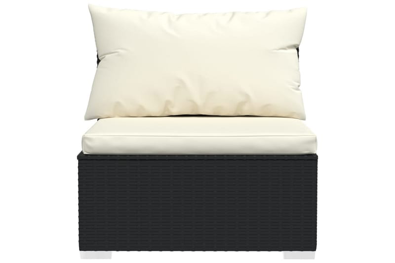 FyrsitsUtesoffa med dynor konstrotting svart - Svart/vit - Utemöbler - Loungemöbler - Loungesoffa